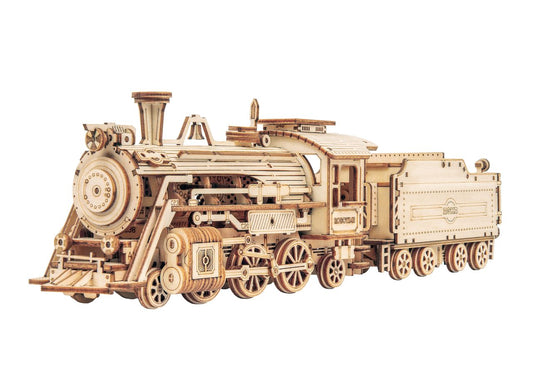 ROKR 3D Wooden Puzzle for Adults-Mechanical Train Model Kits-Brain Teaser Puzzles-Vehicle Building Kits-Unique Gift for Teens on Birthday/Christmas Day(1:80 Scale)(MC501-Prime Steam Express)
